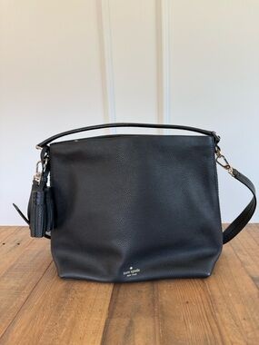 kate spade Black Pebbled Leather Hobo Shoulder Bag